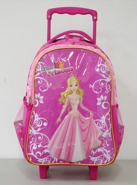 Lovely girl trolley school bag for kids