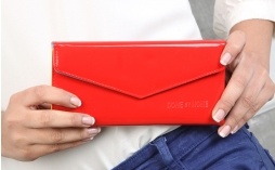 Red shiny PU wallet