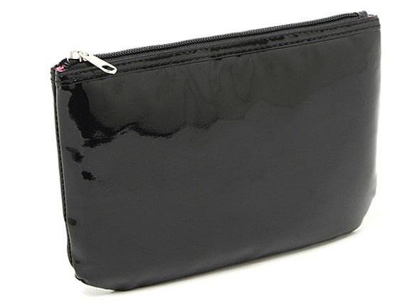 Shiny leather cosmetic pouch